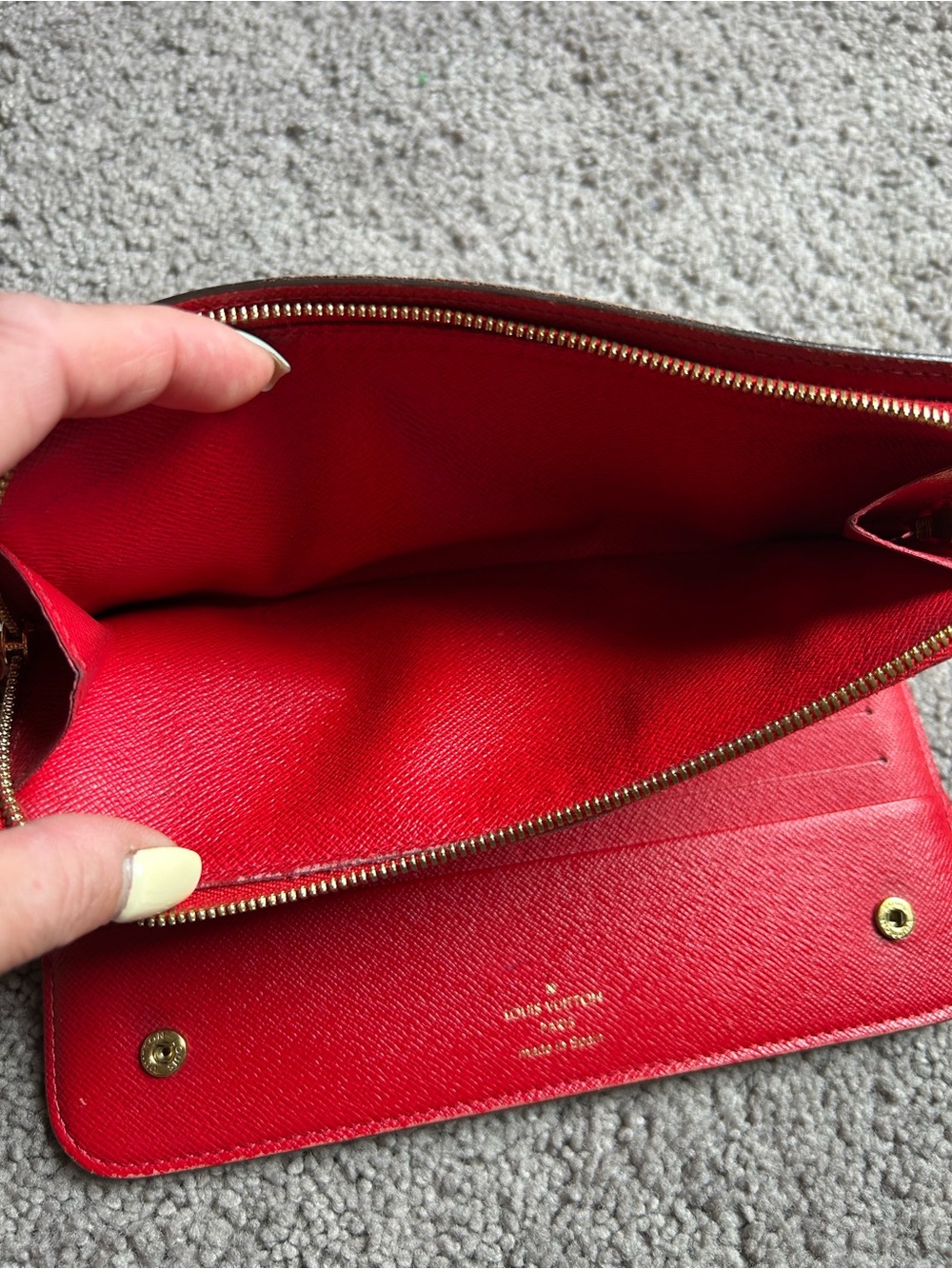 Louis Vuitton Monogram Zip-Around Wallet in Brown with Gold Print and Red Accent - Picture 12 of 15